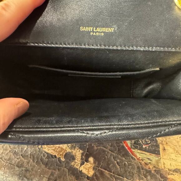 YSL Laurent Chevron Suplice Black Lambskin Double Flap Crossbody Bag GHW CoA - Picture 4 of 10